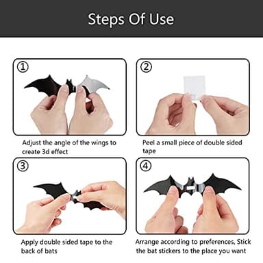 96PCS Halloween Decoration 3D Bats Wall Stickers 4 Different Sizes Realistic PVC Scary Bat Sticker DIY Halloween Window Door for Home Decoration Party Supplies - Image 5