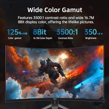 KTC 32 Inch 240Hz Curved Gaming Monitor, FHD 1080P 1500R HDR Gaming PC Monitor, FreeSync, Ultra-Fast 1ms Monitor for Gamer, 3500:1 Contrast, HDMI 2.0 x 2, DisplayPort 1.4 & USB 2.0, H32S17F - Image 4