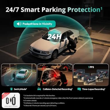 3K 4 Channel Dash Cam, 560° All-Sides View, Front and Rear Inside Car Camera with 3.18”Touch Screen, Dash Camera 24/7 Parking Mode, Built-in GPS 5.8G WiFi Night Vision Voice Control, Free 128GB Card - Image 6