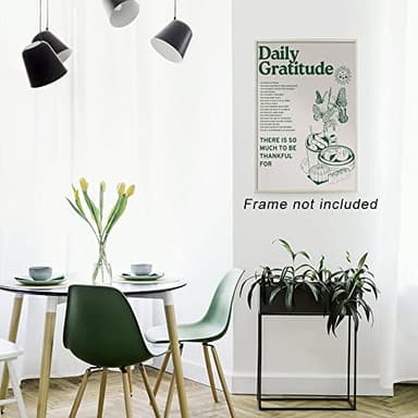foefvpeft Vintage Green Daily Gratitude Quotes Posters for Room Aesthetic Cute Sunflower Butterfly Food Canvas Wall Art Painting Retro Wall Decor Pictures for Kitchen Dining Room 16x24in Unframed - Image 4