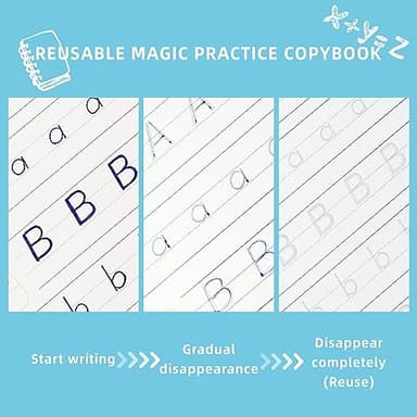 LUCKFUTURE Grooved Handwriting Book Practice, Magic Copybooks for Kids Reusable Handwriting Practice Set, Preschool Calligraphy Workbook with a Storage Bag for Easy Use - Image 4