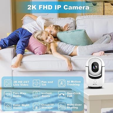 2K Pan/Tilt Security Camera, WiFi Indoor Camera for Home Security with AI Motion Detection, Baby/Pet Camera with Phone App, Color Night Vision, 2-Way Audio, 24/7, Siren, TF/Cloud Storage - 2 Pack - Image 4