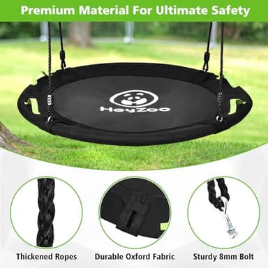 HeyZoo 48 inch Tree Swing, Larger Saucer Flying Swing for Whole Family, 900lbs Weight Capacity, with Adjustable Hanging Straps, for Outdoor Backyard, Gifts for Kids, Black - Image 3