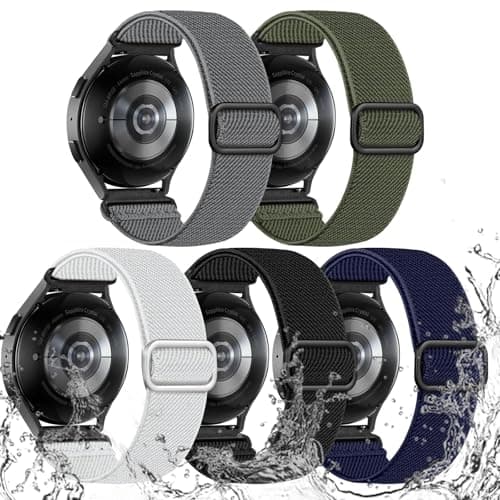 Lerobo 5 Pack Stretchy Bands Compatible with Samsung Galaxy Watch 7 6 5 4 FE Band 40mm 44mm 45mm/Watch 6 4 Classic 4 42mm 46mm 43mm 47mm/Active 2,20mm Soft Nylon Solo Loop Band Elastic Strap - Image 1
