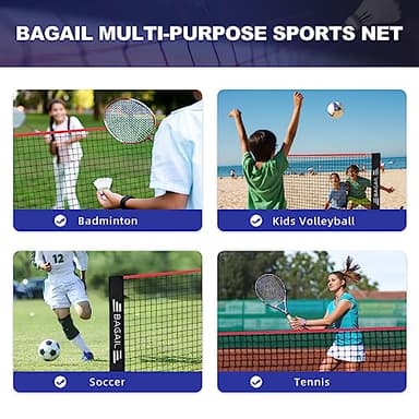 BAGAIL Badminton Net, Foldable Sports Net 10 FT/ 14 FT/ 17 FT Wide, Height Adjustable Net Set with Carry Bag for Tennis, Pickleball or Pool Volleyball - 14ft, Red - Image 8