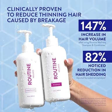 Routine Wellness Anti-Thinning Shampoo and Conditioner Set for Thinning Hair - Biotin DHT Blocker Women & Men - Color Safe Shampoo for Hair Loss & Healthier Hair - Rose Hips (Pack of 2) - Image 2