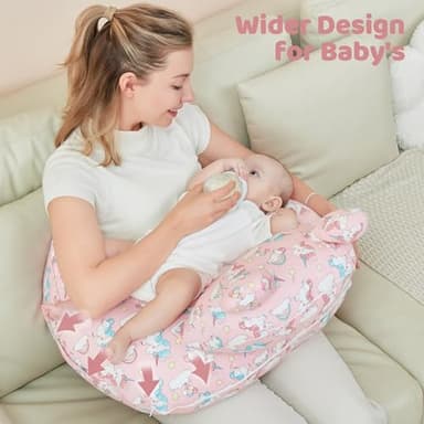 lasoftan Nursing Pillow for Breastfeeding, Breast Feeding Pillow for Mom Support, Adjustable Waist Strap and Removable Cotton Cover, Unicorn - Image 3
