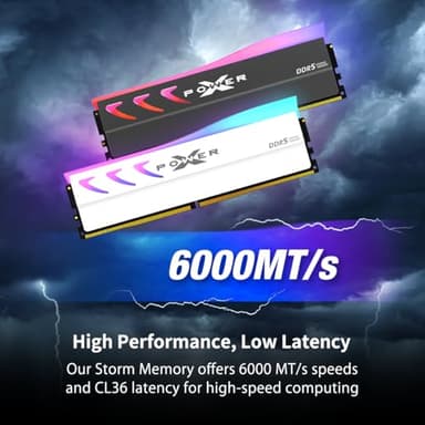 Silicon Power DDR5 32GB (2x16GB) Storm RGB 6000MT/s (PC5-48000) 288-pin CL36 1.35V UDIMM Desktop Memory Module RAM SP032GXLWU60CFDL White - Image 3