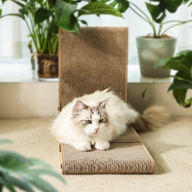 Familypoint Cat Scratcher, Cat Scratching Post, Cardboard Cat Scratching Board with Ball Toy, Large Vertical L Shape Cat Scratcher Scratch Pads Toys for Indoor Cats, Catnip - Image 7