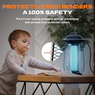 Bug Zapper Indoor & Outdoor, 4200V Electric Mosquito Zapper, 10 Years Lifespan, 6.5ft Power Cord, Waterproof, Fly Trap Mosquito Trap, Fly Killer Fly Zapper for Home, Patio, Kitchen, Backyard, Camping - Image 4