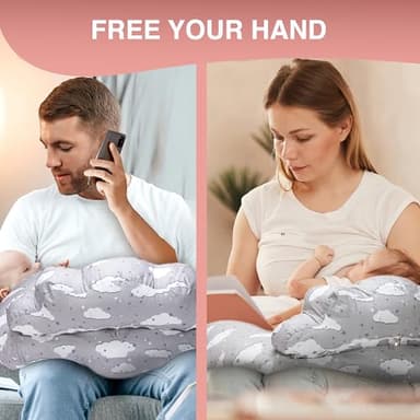 Nursing Pillow – Plus Size Breastfeeding Pillows with Security Fence for Enhanced Support & Comfort – Removable Cotton Cover, Adjustable Waist Strap, Newborn Essentials Must Haves Baby Registry Search - Image 8