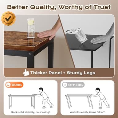 Huuger 55 x 24 inch Desk with Power Outlets & USB-C, Deeper & Thicker Desktop, Robust Metal Tubes, Computer Desk, Heavy Duty Office Desk, Work Gaming Desk for Home Office, Rustic Brown - Image 6