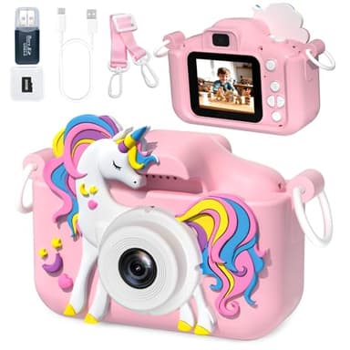 Kids Camera Toys for 3-12 Year Old Girls Boys,Children Digital Video Camcorder Camera, Upgrade Kids Selfie Camera, HD Kids Digital Video Cameras for Toddler with Cartoon Soft Silicone Cover - Image 1