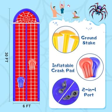30Ft Slip Water Slide with 2 Bodyboards, Extra Long Slip and Slide Heavy Duty Double Lane for Adults and Kids, Summer Outdoor Water Toys Outside Play Backyard Games with Sprinkler - Image 2