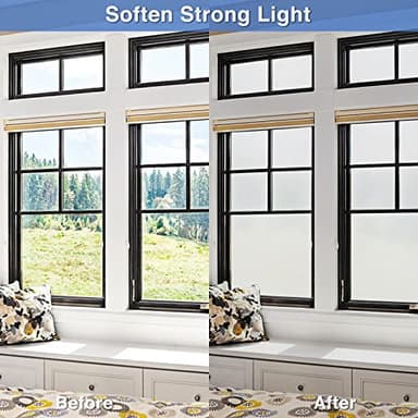 Volcanics Frosted Glass Window Privacy Film, Removable Static Cling Bathroom Window Film, Heat Control UV Blocking, Peep-Proof, Ideal for Home Office 35.4 x 39.3 Inches - Image 5