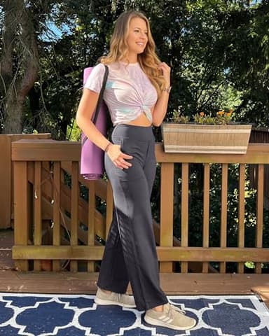 G4Free Dress Pants Women Wide Leg Yoga Pants with Pockets Straight Leg Work Business Trousers Stretch Casual Pants(Dark Grey,XL,31") - Image 3