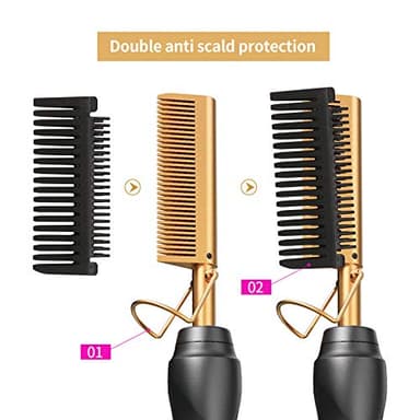 BudiGl Hot Comb Hair Straightener Pressing Combs - Ceramic Electric Straightening Comb for Natural Black Beard Wigs Holiday Gift - Image 5