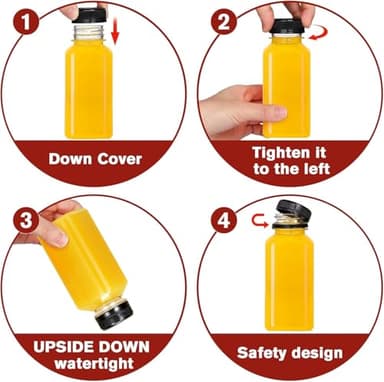 Plastic Juice Bottles with Caps 12Pcs -12oz Reusable Juice Containers with Tamper Proof Lids Black - Clear Bottles for Juicing Milk Smoothie Drinking and Other Beverages Christmas Gifts - Image 8