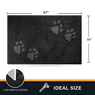 PURRUGS Dirt Trapping Door Mat 32" x 47", Non-Skid/Slip Machine Washable Microfiber Entrance Rug, Shoes Scraper, Dog Doormat, Super Absorbent Floor Mat for Muddy Wet Shoes and Paws, Charcoal - Image 2