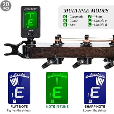Guitar Tuner Clip On Ukulele Tuner 20 Pack for All Instruments Guitar Bass Ukulele Violin banjo Tuner - Image 3