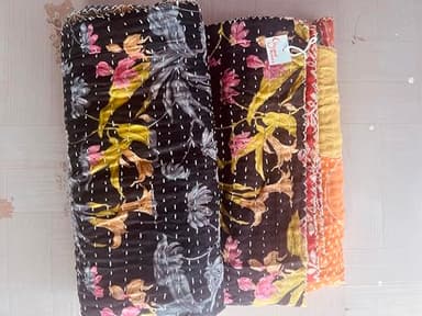 Gajanad Artistry One Piece Vintage Kantha Quilts Reversible Bohemian Home Decor Handmade Indian Blanket Twin Size 85X55 Inches Assorted Multicolor - Image 7