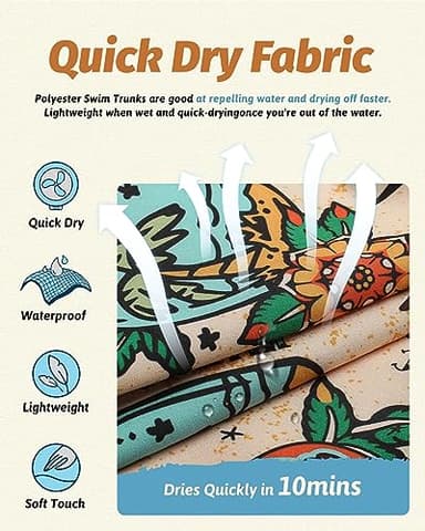 maamgic Mens Short 80s 90s Vintage 5.5" Swim Trunks Swimsuits Board Shorts Compression Liner Quick Dry 2 in 1 Bathing Suits Carnation Bird Orange X-Large - Image 3