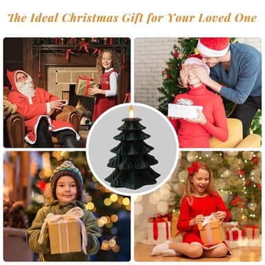 haitanghua Christmas Tree Flameless Candles with Remote Timer, Battery Operated 3D Wick LED Flickering 4'' x 5.5'' Candles Real Wax Green for Holiday Decor - Image 6
