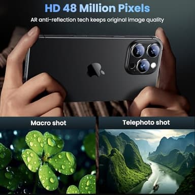 Uyiton Compatible with iPhone 16 Pro/iPhone 16 Pro Max Camera Lens Protector - [Not Easy to Break][Strong Adsorption][Case-Friendly] Metal Tempered Glass Rear Camera Screen Cover - Black Titanium - Image 3