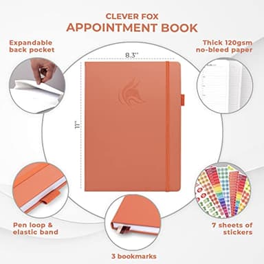Clever Fox Appointment Book – Hourly Schedule Planner with 15-Minute Increments – Time Box Planner for Daily Work & To-Dos – Weekly & Monthly Spreads, Undated, Hardcover, 8.3x11″ (Terracotta) - Image 2