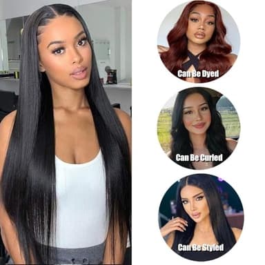 Straight Bundles Human Hair 16 16 16 Inch Brazilian Straight Hair Bundles 100% Unprocessed Virgin Hair Weave Bundle Human Hair Extensions for Women Trippy Hair Bundle Natural Color - Image 7