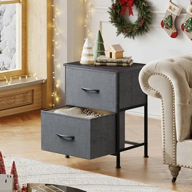 WLIVE Nightstand, 2 Drawer Dresser for Bedroom, Small Dresser with 2 Drawers, Bedside Furniture, Night Stand, End Table with Fabric Bins for Bedroom, Closet, Entryway, College Dorm, Dark Grey - Image 5