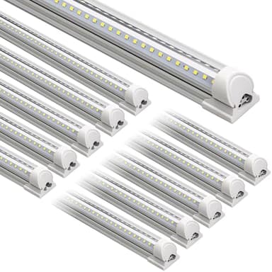 Barrina 8FT LED Shop Lights, 72W 10000LM 6500K, Clear Cover Linkable Tube Light, T8 V Shape Ceiling Lights for Garage, Warehouse, Workshop, 10 Pack - Image 1