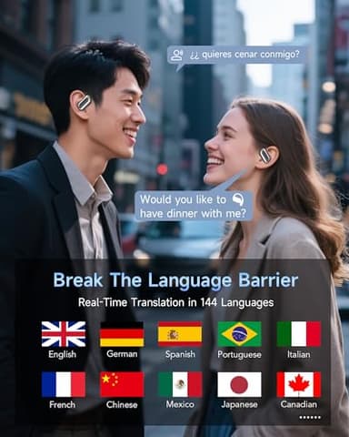 Mosyxe AI Translation Earbuds Real Time 144 Language Translator Earbuds for iPhone and Android Translation Headphones Translating Device for Travel Business Learning with Charging Case - Image 2