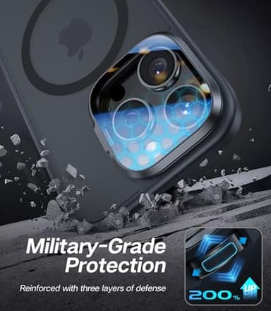 VOFATA [Upgraded] for iPhone 16 Pro Case with Camera Cover Stand [Fit for MagSafe][9H Camera Lens Protector] Mil-Grade Protection Translucent Matte Magnetic iPhone 16 Pro Phone Case, Black - Image 5