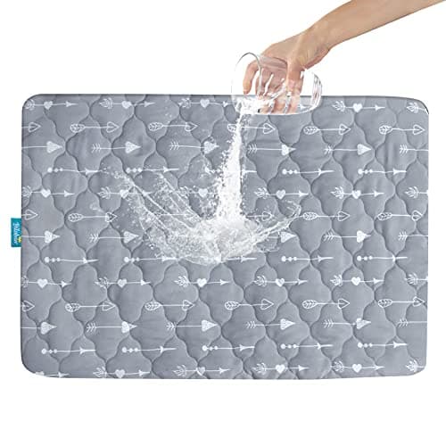 Pack and Play Mattress Protector Sheets Fitted Waterproof Pack and Play Mattress Pad Cover, Compatible with Graco Pack n Play & Dream On Me & Pamo Babe, Playpen/Playard Sheet, Gray Arrow, 39" x 27" - Image 1