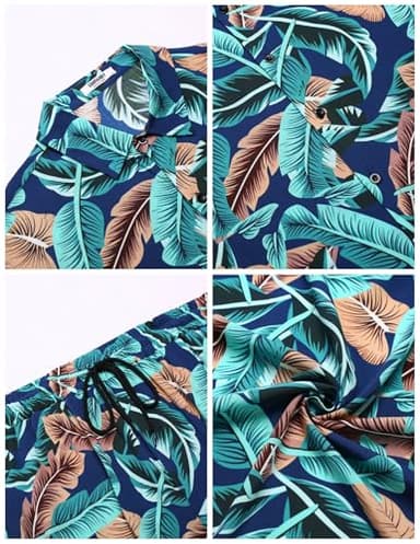 COOFANDY Men's Flower Shirt Hawaiian Sets Casual Button Down Short Sleeve Shirt Summer Beach 2 Piece Short Set - Image 5