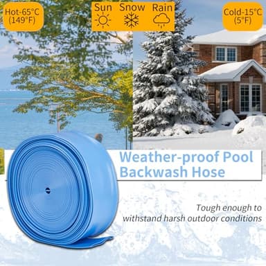 Outvita 1-1/2" x 50' Discharge Hose, PVC Lay Flat Hose, Heavy Duty Backwash Drain Hose with Clamps, Weather-proof & Burst-proof, Ideal for Swimming Pool & Water Transfer, Blue - Image 5
