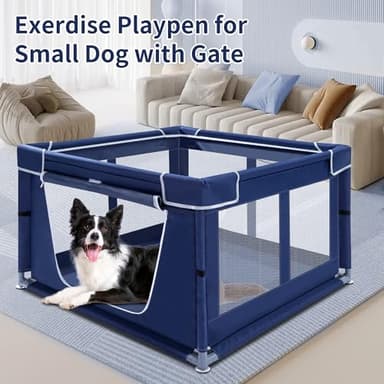 Puppy Playpen Indoor for Dog Small Pets, Dog Playpen 42x42 x25 inch, Dog Play Pen Indoors with Gate, Oxford Fabric Pet Exercise pens for Puppy, Anti-Tipping Dog Enclosure with Zipper Door - Image 2