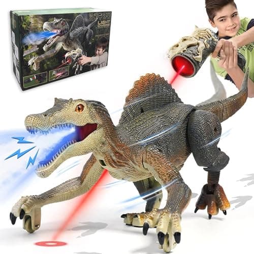 Upgraded Dinosaur Toys for Kids 3-5-7 Years Old, Remote Control Spinosaurus Toys with Indicator Light Chasing&Spray& Roar, Realistic RC Walking Dinosaur Robot Gifts Stocking Stuffers for Kids Boys - Image 1