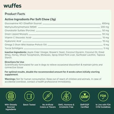 Wuffes Chewable Dog Hip & Joint Supplement - Glucosamine & Chondroitin Chews - Dog Joint Supplements & Vitamins - Extended Joint Care (Small&Medium Breeds (0-65 lbs), 180 Chews (Pack of 3)) - Image 8