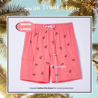 BRISIRA Mens Swim Trunks Bathing Suit 9 Inch Inseam Compression Liner Beach Long Board Shorts Swimsuit Anti-Chafe Quick Dry - Image 3