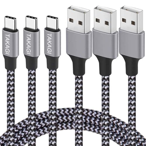 TAKAGI USB to USB C Cable (3Pack 6ft) USB A to Type C Cable Fast Charging Nylon Braided Data Sync Transfer Cord USB C Charger for iPhone 17 Pro Max/17 Air/16e/16 15 Pro/15 Plus/Galaxy S20 S10 Note 20 - Image 1