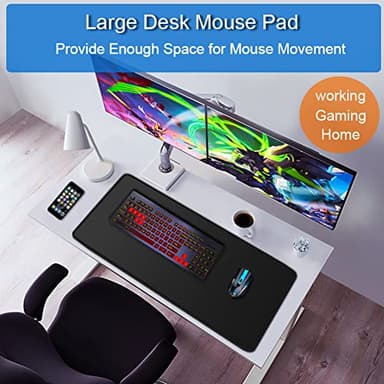 Large Gaming Mouse Pad, 31.5x15.7 inch Large Extended Computer Keyboard Mouse Mat, Water Resist Non-Slip Mousepad Rubber Base Long XXL Desk Mouse Pad for Work & Gaming, Office & Home, Black - Image 6