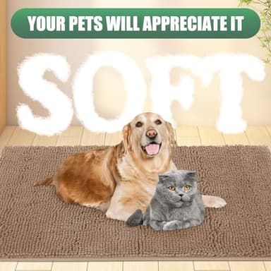 IM HOME Chenille Absorbent Outdoor Doormat 36" x 24", Washable Muddy Door Mats for Dog Non Slip Indoor Doormat Dog Mat for Muddy Paw Front Inside Doormats for Entryway Camel - Image 6