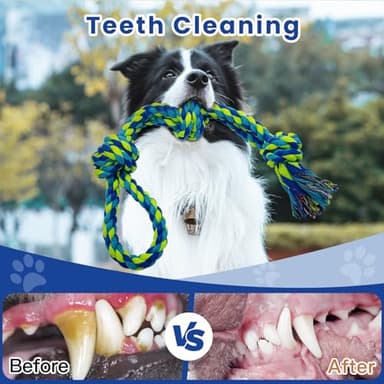 Heavy Duty Dog Rope Toys for Aggressive Chewers - 2 Pack Indestructible Tug of War Toys for Medium to Large Breeds, 100% Cotton for Boredom and Teeth Cleaning - Image 5