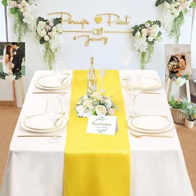 B-COOL Yellow Table Runner 10 Packs Satin Table Runners Reception Table Runners Silk Smooth Fabric for Birthday Party Banquet Table Decorations 12x108 inch - Image 6