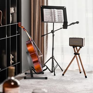 2 Pack Double Guitar Stand, Guitar Rack, Guitars for Acoustic, Electric Guitar, Bass,Guitar Holder Stand, A-Frame Folding Violin Support Stand, Cello Holder for 1/8-4/4 Cellos ,Black - Image 2