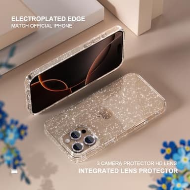 Choiche Compatible for iPhone 16 Pro Max Case Women Phone Case, Cute Bling Sparkly, Military Grade Protection, 3 Diamond Camera Lens Covers, 2 Tempered Glass Protectors, 6.9 inch (Glitter Clear) - Image 5