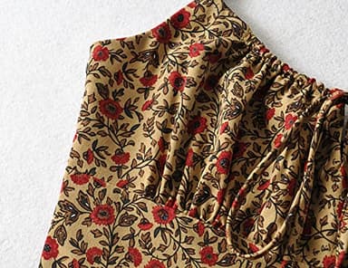 Omoone Womens Floral Dress Low-Cut Square Neck Spaghetti Strap Tie Bodycorn 90s Y2k Sun Dresses (01 Yellow, Small) - Image 8