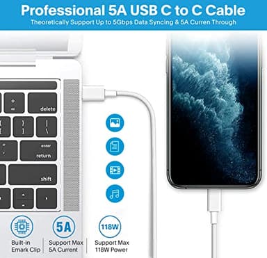 Mac Book Pro Charger - 118W USB C Fast Charger Power Adapter Compatible with MacBook Pro/MacBook Air 16 15 14 13 Inch, M1 M2 M3 M4, New iPad Pro and All USB C Device, Charge Cable 6.6ft - Image 6